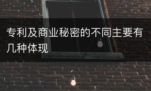 专利及商业秘密的不同主要有几种体现
