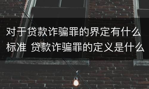 对于贷款诈骗罪的界定有什么标准 贷款诈骗罪的定义是什么