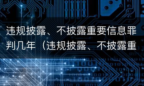 违规披露、不披露重要信息罪判几年（违规披露、不披露重要信息罪案例）