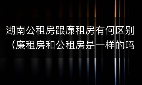 湖南公租房跟廉租房有何区别（廉租房和公租房是一样的吗）