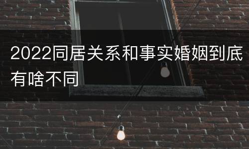 2022同居关系和事实婚姻到底有啥不同