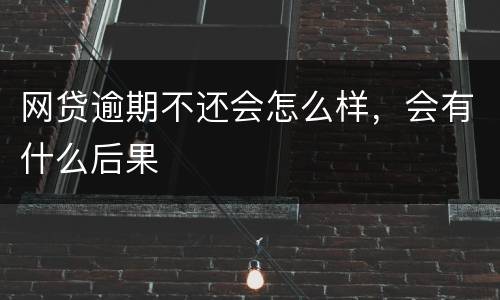 网贷逾期不还会怎么样，会有什么后果