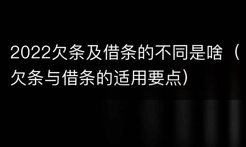 2022欠条及借条的不同是啥（欠条与借条的适用要点）