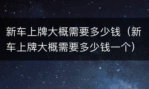 新车上牌大概需要多少钱（新车上牌大概需要多少钱一个）