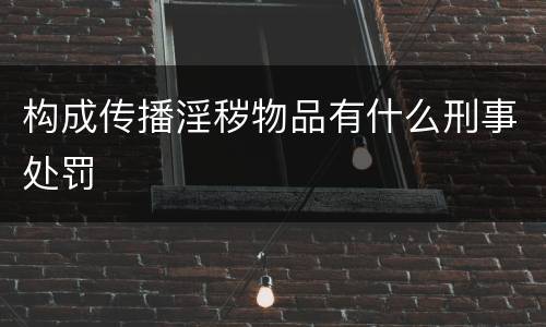 构成传播淫秽物品有什么刑事处罚