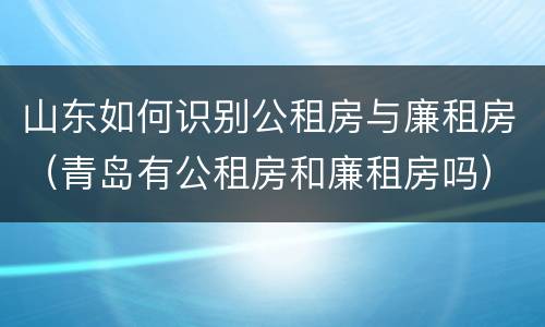山东如何识别公租房与廉租房（青岛有公租房和廉租房吗）