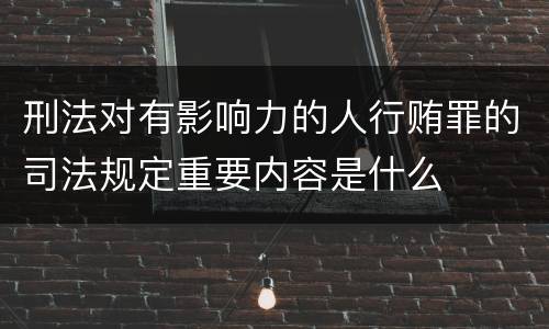 刑法对有影响力的人行贿罪的司法规定重要内容是什么
