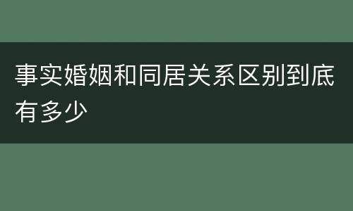 事实婚姻和同居关系区别到底有多少