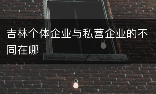 吉林个体企业与私营企业的不同在哪