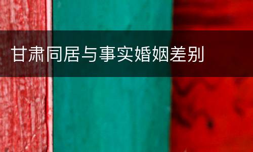 甘肃同居与事实婚姻差别