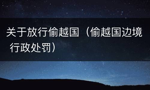 关于放行偷越国（偷越国边境 行政处罚）