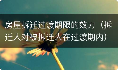房屋拆迁过渡期限的效力（拆迁人对被拆迁人在过渡期内）
