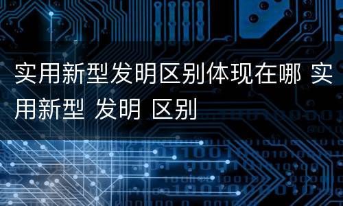 实用新型发明区别体现在哪 实用新型 发明 区别