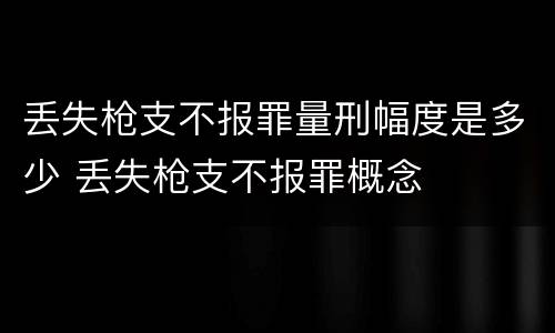 丢失枪支不报罪量刑幅度是多少 丢失枪支不报罪概念