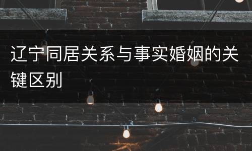 辽宁同居关系与事实婚姻的关键区别