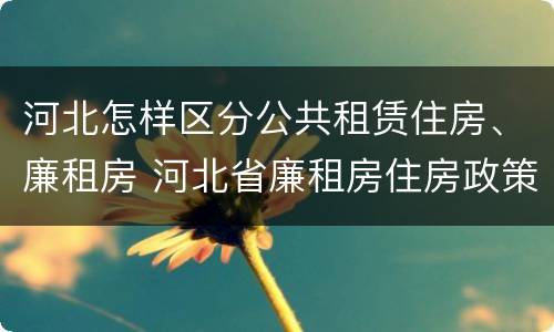 河北怎样区分公共租赁住房、廉租房 河北省廉租房住房政策