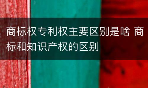 商标权专利权主要区别是啥 商标和知识产权的区别