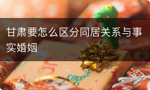 甘肃要怎么区分同居关系与事实婚姻