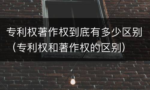 专利权著作权到底有多少区别（专利权和著作权的区别）