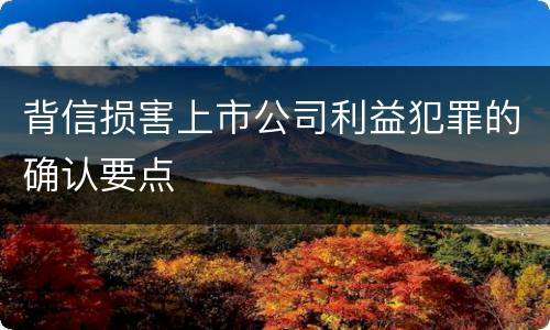 背信损害上市公司利益犯罪的确认要点