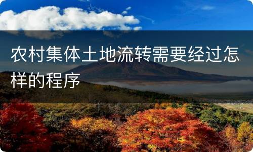 农村集体土地流转需要经过怎样的程序