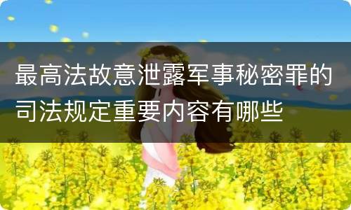 最高法故意泄露军事秘密罪的司法规定重要内容有哪些