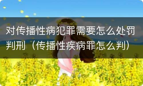 对传播性病犯罪需要怎么处罚判刑（传播性疾病罪怎么判）