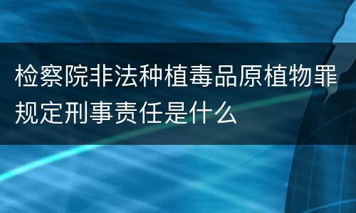 检察院非法种植毒品原植物罪规定刑事责任是什么