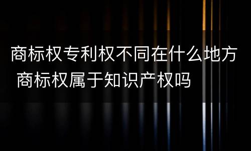 商标权专利权不同在什么地方 商标权属于知识产权吗