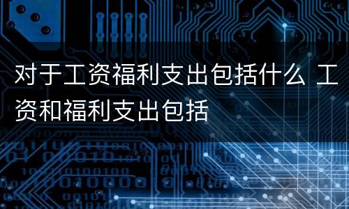 对于工资福利支出包括什么 工资和福利支出包括