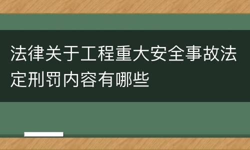 法律关于工程重大安全事故法定刑罚内容有哪些