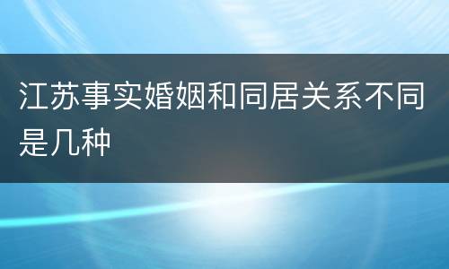 江苏事实婚姻和同居关系不同是几种