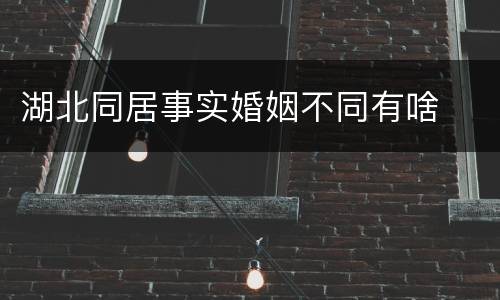 湖北同居事实婚姻不同有啥