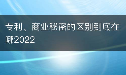 专利、商业秘密的区别到底在哪2022