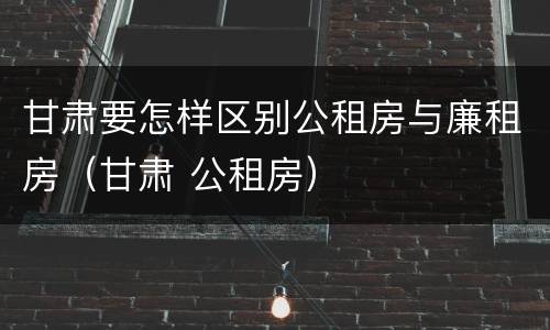 甘肃要怎样区别公租房与廉租房（甘肃 公租房）