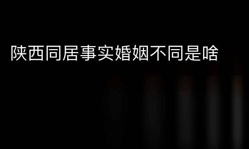 陕西同居事实婚姻不同是啥