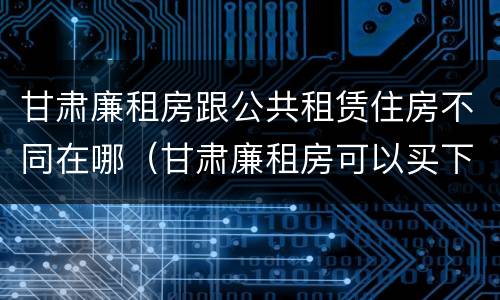 甘肃廉租房跟公共租赁住房不同在哪（甘肃廉租房可以买下来属于自己吗）