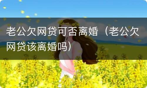 老公欠网贷可否离婚（老公欠网贷该离婚吗）