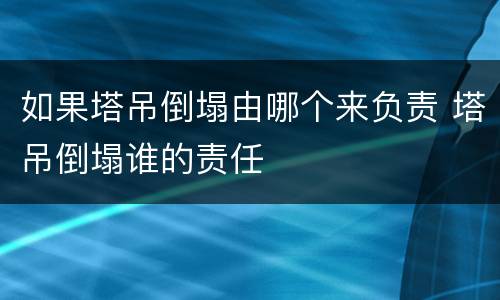 如果塔吊倒塌由哪个来负责 塔吊倒塌谁的责任