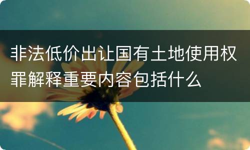 非法低价出让国有土地使用权罪解释重要内容包括什么
