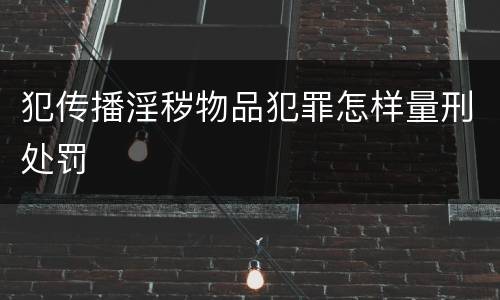 犯传播淫秽物品犯罪怎样量刑处罚