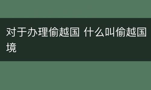 对于办理偷越国 什么叫偷越国境