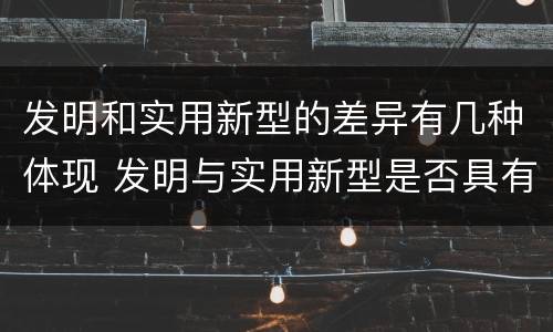 发明和实用新型的差异有几种体现 发明与实用新型是否具有实用性