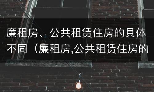 廉租房、公共租赁住房的具体不同（廉租房,公共租赁住房的具体不同点）