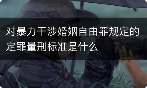 对暴力干涉婚姻自由罪规定的定罪量刑标准是什么