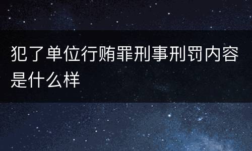 犯了单位行贿罪刑事刑罚内容是什么样