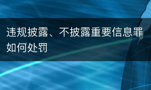 违规披露、不披露重要信息罪如何处罚