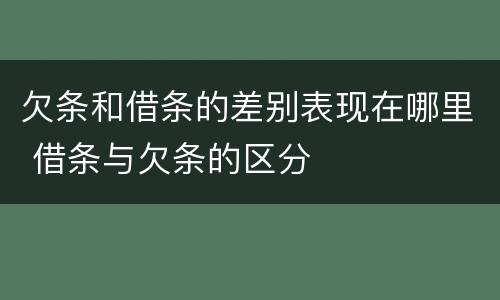 欠条和借条的差别表现在哪里 借条与欠条的区分
