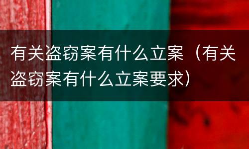 有关盗窃案有什么立案（有关盗窃案有什么立案要求）