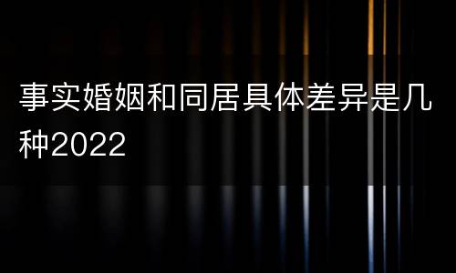 事实婚姻和同居具体差异是几种2022